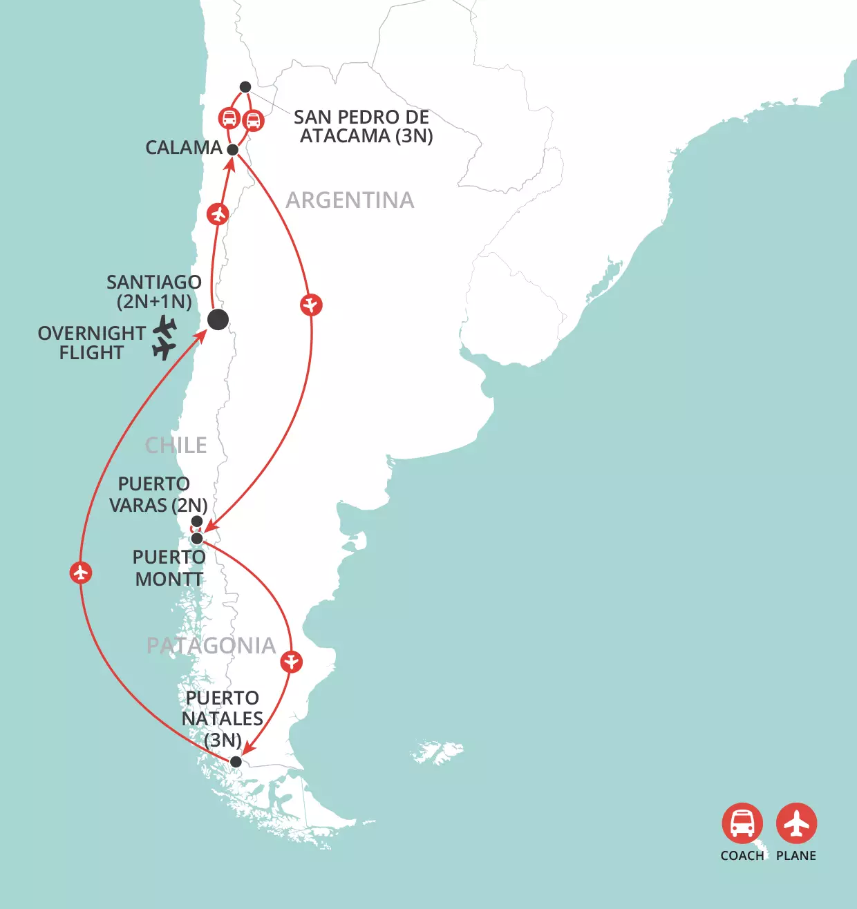 Chile: Top to Toe map