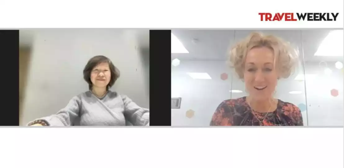 Wendy chats China comeback wuth Lucy Huxley at Travel Weekly