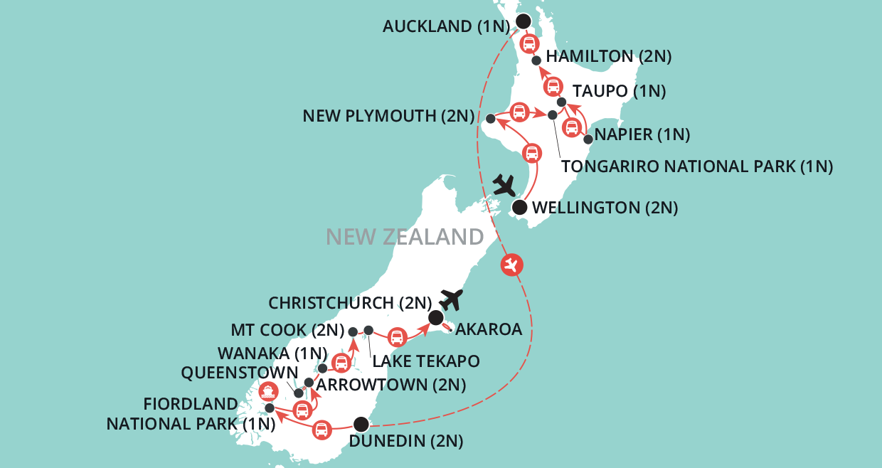 Hidden Treasures of New Zealand map