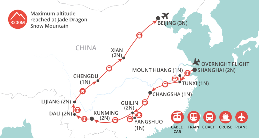 China by Rail map
