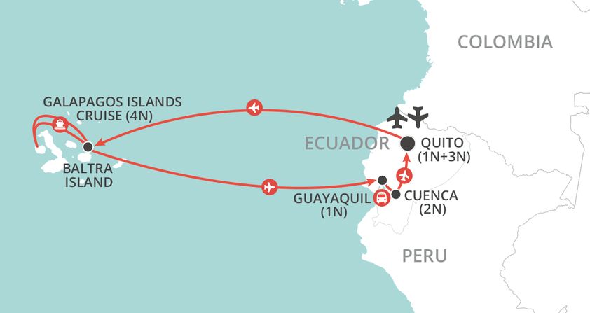 Ecuador & The Galapagos  map
