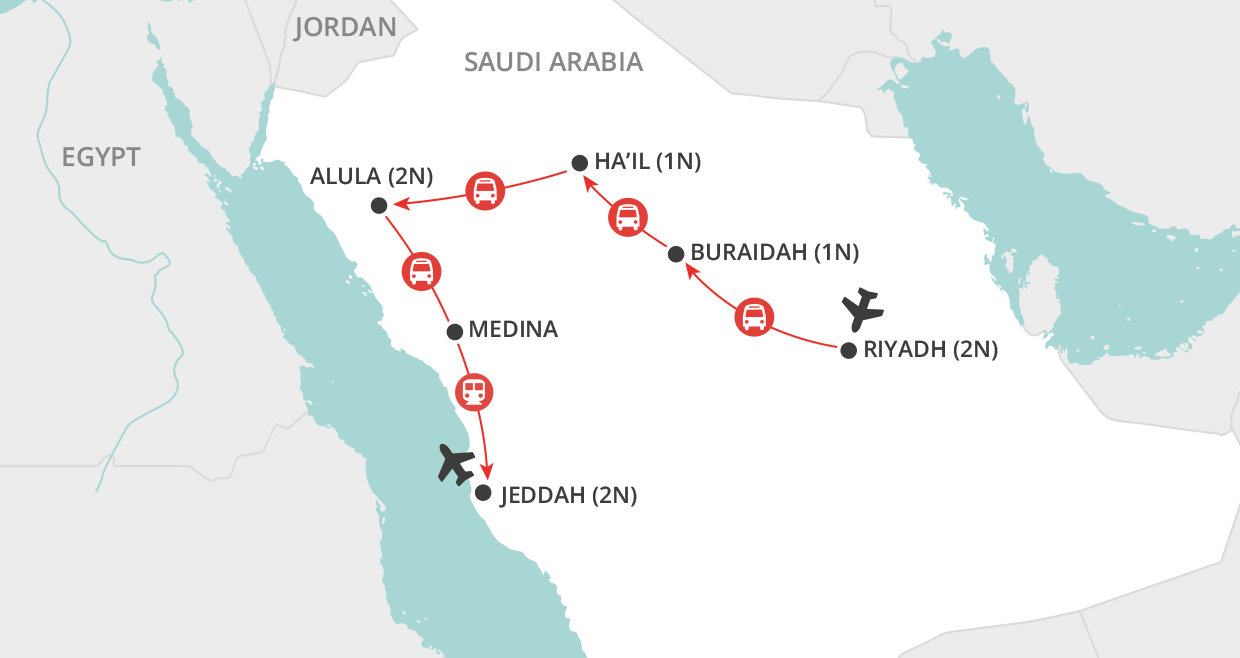 Secrets of Saudi Arabia map