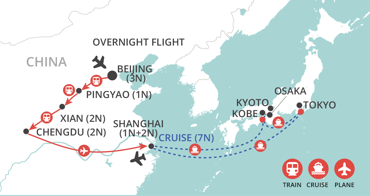 China by Land, Japan by Sea map