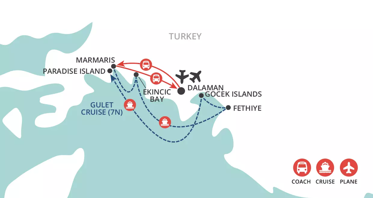 Gulet Cruise map