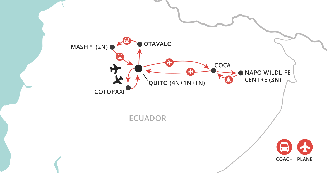 Ecuador & Amazon Explorer map