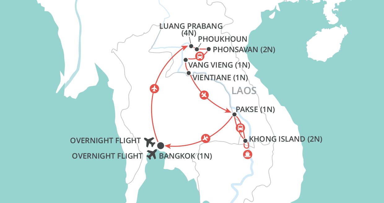 Highlights of Laos map