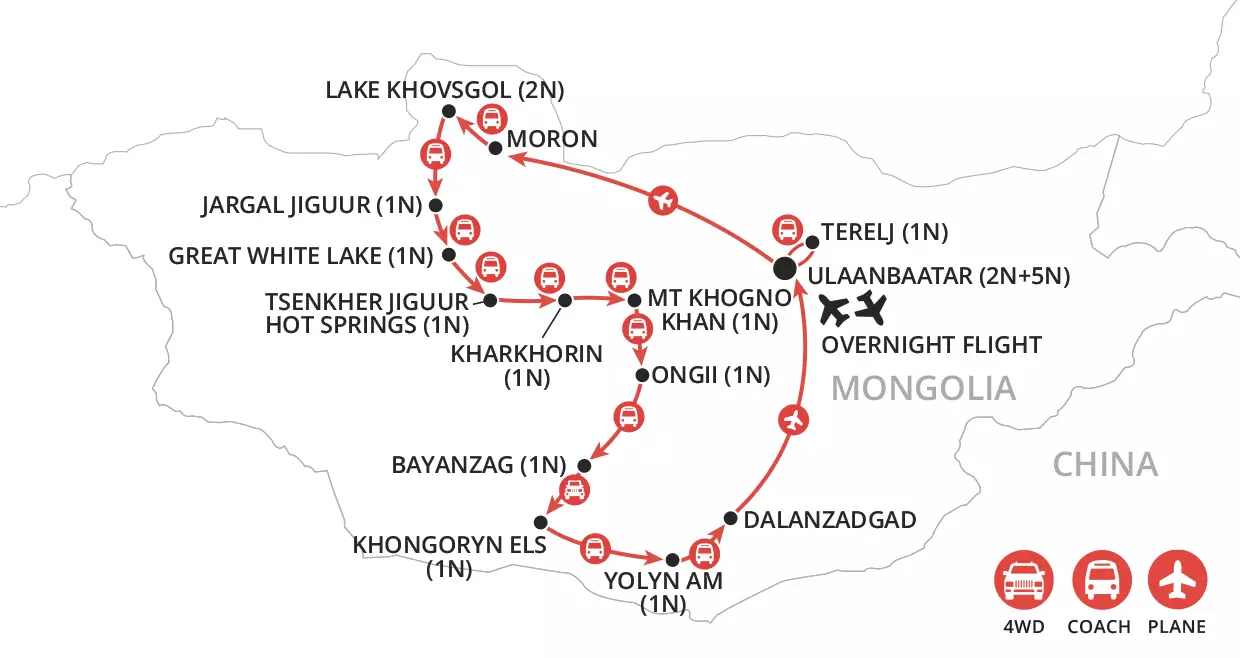 Mongolia & Naadam Festival map