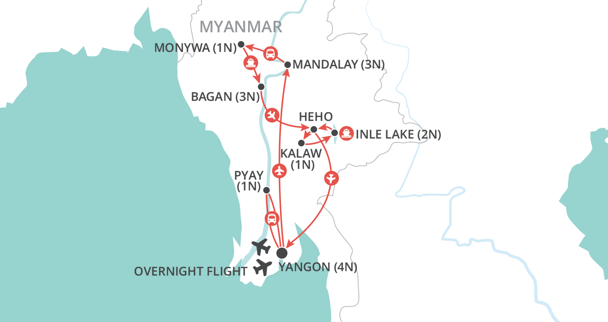 Hidden Treasures of Myanmar map