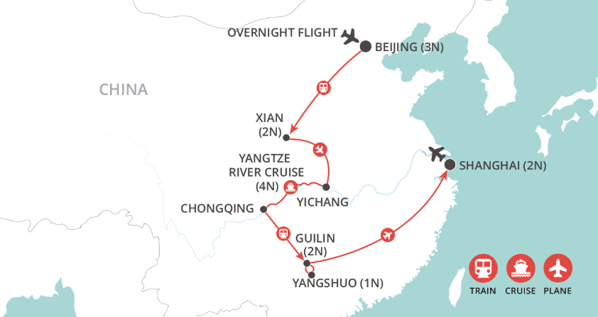Wonders of China map