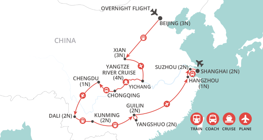 Grand Tour of China map